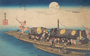 Yodogawa, co? 1834. , komar. 1834. autorstwa Ando Hiroshige