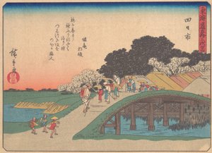 Yokkaichi, z cyklu Pięćdziesiąt trzy stacje drogi Tokaido, ucho..., początek XX wieku. autorstwa Ando Hiroshige