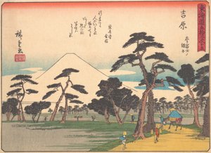 Yoshiwara z serii Pięćdziesiąt trzy stacje drogi Tokaido, początek XX wieku. autorstwa Ando Hiroshige
