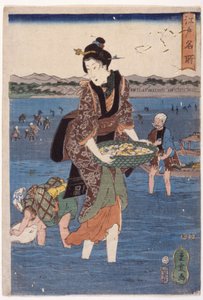 (Duża brodząca kobieca postać) autorstwa Ando or Utagawa Hiroshige