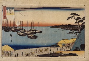 (żaglówki w porcie) autorstwa Ando or Utagawa Hiroshige