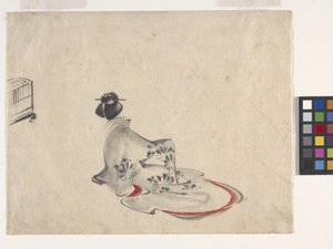 Kobieta w pokłonie (tusz i kolor na papierze) autorstwa Ando or Utagawa Hiroshige