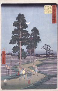 Akasaka (kolorowy drzeworyt) autorstwa Ando or Utagawa Hiroshige