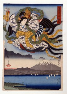 Amaterasu bogini Słońca na górze Fuji