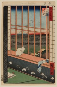 Pola ryżowe Asakusa i festiwal Torinomachi autorstwa Ando or Utagawa Hiroshige