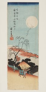 Outs m jest również dostępny u członka Kinmonzaka Tene w Yoshiwara (nowy Yoshiwara Kinmonzaka sh? Moon) autorstwa Ando or Utagawa Hiroshige
