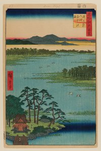 Świątynia Benten, staw Inokashira autorstwa Ando or Utagawa Hiroshige