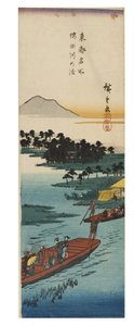 Przeprawa przez rzekę Sumidagawa z cyklu Słynne widoki wschodniej stolicy, ok. 1837-1838 (drewnodruk na papierze) autorstwa Ando or Utagawa Hiroshige