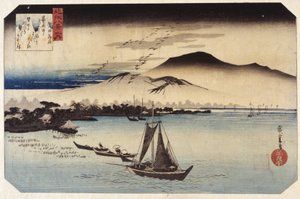 Malejące gęsi w Katada (drzeworyt kolorowy) autorstwa Ando or Utagawa Hiroshige