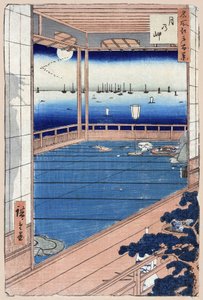 Japoński nadruk: Światło księżyca. Seria stu słynnych widoków Edo. (Światło księżyca. Sto słynnych widoków Edo). Praca Utagawy Hiroshige (1797-1858), drzeworyt autorstwa Ando or Utagawa Hiroshige