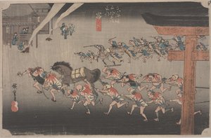 Festiwal w Sanktuarium Atsuta autorstwa Ando or Utagawa Hiroshige