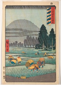 Prowincja Hoki, Ono, odległy widok na górę Daisen autorstwa Ando or Utagawa Hiroshige