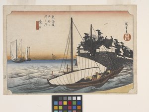 Kuwana, Schichi-Ri Watahshi-Guchi (Port Of Kuwana) (drzeworyt kolorowy) autorstwa Ando or Utagawa Hiroshige