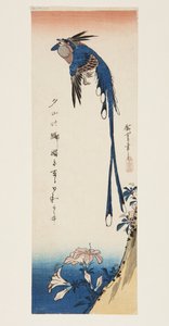 Sroka i Azalia (kolorowy drzeworyt) autorstwa Ando or Utagawa Hiroshige