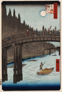 „Moon Viewing Sosna, Ueno” z „Sto widoków słynnych miejsc w Edo” autorstwa Ando or Utagawa Hiroshige