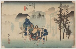 Poranna mgła autorstwa Ando or Utagawa Hiroshige