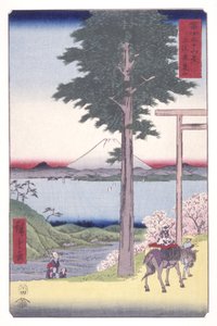 Góra Rokuso w prowincji Kazusa (Kazusa Rokusozan) (drzeworyt kolorowy) autorstwa Ando or Utagawa Hiroshige