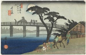 Nagakubo, nr 28, z serii Sześćdziesiąt dziewięć stacji autostrady Kisokaido, 186-38 (kolorowy drzeworyt) autorstwa Ando or Utagawa Hiroshige