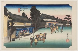 Narumi: Famo s Arimatsu Chie d Fabri c (Narumi, Meibutsu Arimatsu Shibori) autorstwa Ando or Utagawa Hiroshige