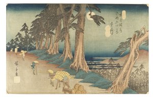 Nr 26 Światło księżyca (Mochizuk)i - Przydrożne sosny pod
Pełnia księżyca, okres Edo autorstwa Ando or Utagawa Hiroshige