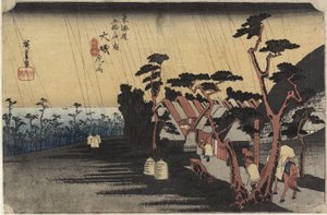 Deszcz księżniczki Tory, O_iso, c. 1833 autorstwa Ando or Utagawa Hiroshige