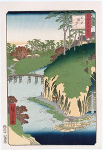Rzeka Wodospadów, Oji, z serii „Sto widoków znanych miejsc w Edo” autorstwa Ando or Utagawa Hiroshige