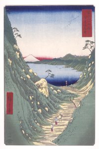 Przełęcz Shiojiri w prowincji Shinano (Shinano Shiojirit?ge) (drzeworyt kolorowy) autorstwa Ando or Utagawa Hiroshige
