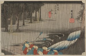 Wiosenny deszcz autorstwa Ando or Utagawa Hiroshige