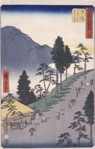 Station 26, Nissaka (kolorowy drzeworyt) autorstwa Ando or Utagawa Hiroshige