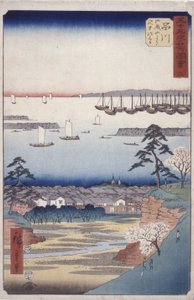 Stacja 2, Shinagawa (drzeworyt) autorstwa Ando or Utagawa Hiroshige
