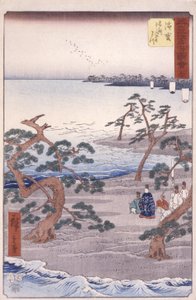 Stacja 30, Hamamatsu (kolorowy drzeworyt) autorstwa Ando or Utagawa Hiroshige
