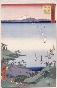 Stacja 32, Arai (kolorowy drzeworyt) autorstwa Ando or Utagawa Hiroshige