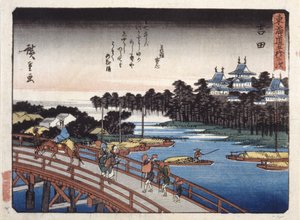 Station 35, Yoshida; Kyoka Tokaido Series (colour woodblock print) autorstwa Ando or Utagawa Hiroshige