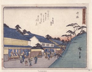 Station 41, Narumi (kolorowy drzeworyt) autorstwa Ando or Utagawa Hiroshige