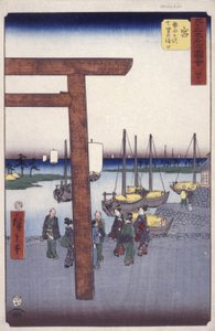 Stacja 42, Miya (drzeworyt kolorowy) autorstwa Ando or Utagawa Hiroshige
