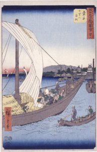 Stacja 43, Kuwana (drzeworyt kolorowy) autorstwa Ando or Utagawa Hiroshige
