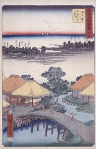Stacja 44, Yokkaichi (kolorowy drzeworyt) autorstwa Ando or Utagawa Hiroshige