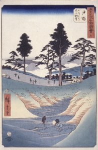 Stacja 6, Totsuka (drzeworyt) autorstwa Ando or Utagawa Hiroshige