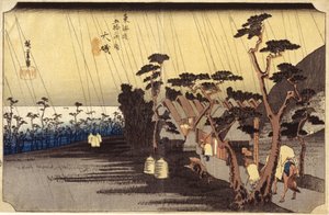 Stacja 9, Oiso (drzeworyt) autorstwa Ando or Utagawa Hiroshige
