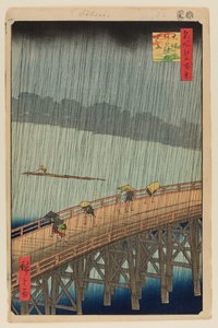 Nagły deszcz nad mostem Shin-Ohashi i Atake (Ohashi Atake no Yudachi) autorstwa Ando or Utagawa Hiroshige