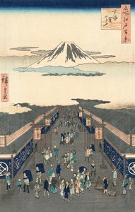 Suruga-Written by St Reet and I by Hiroshige Relief autorstwa Ando or Utagawa Hiroshige