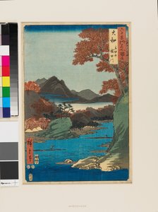 Góry Tatsuta i rzeka Tatsuta autorstwa Ando or Utagawa Hiroshige
