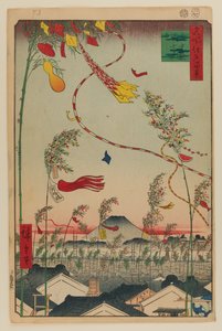 Rozkwitające miasto, festiwal Tanabata autorstwa Ando or Utagawa Hiroshige