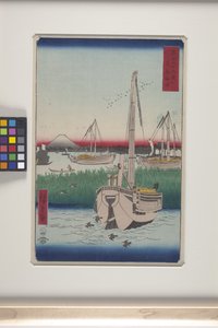 Wyprawa Tsukuda do wschodniej stolicy (T?to: Tsukuda Oki) (drzeworyt kolorowy) autorstwa Ando or Utagawa Hiroshige