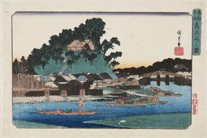 Widok Matsuchiyamy (Matsuchiyama no zu) (kolorowy drzeworyt) autorstwa Ando or Utagawa Hiroshige