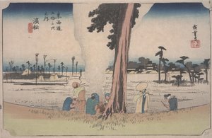 Zimowa scena autorstwa Ando or Utagawa Hiroshige