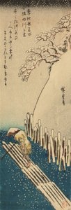 Zimowy śnieg na rzece Sumida, z serii Słynne miejsca w Edo w czterech porach roku (drzeworyt) autorstwa Ando or Utagawa Hiroshige