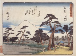 Yoshiwara (kolorowy drzeworyt) autorstwa Ando or Utagawa Hiroshige