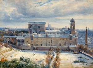 Santa Trinità dei Monti w śniegu