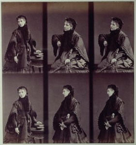 Portret Sarah Bernhardt (1844-1923) w stroju miejskim autorstwa Andre Adolphe Eugene Disderi